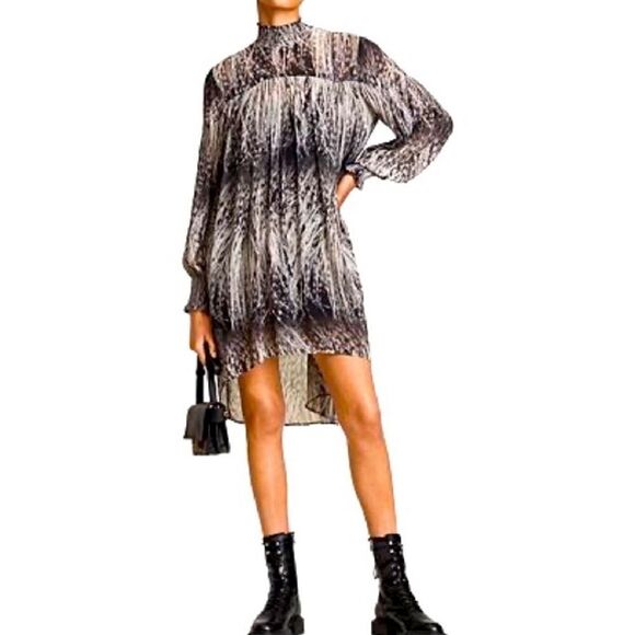 All Saints Pembury Graphic Print Dress NWT Size 2 - Picture 1 of 7